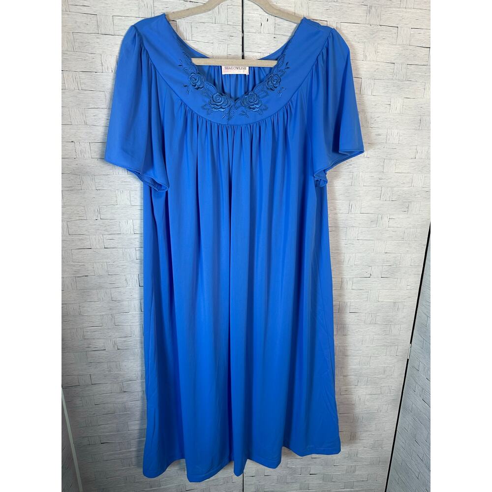Shadowline women's nightgown house dress embroidered flutter sleeve feminine